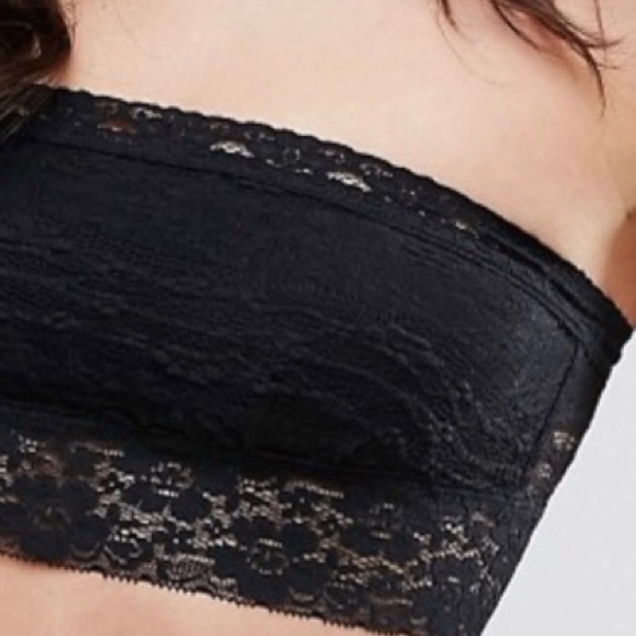 FREE PEOPLE INTIMATELY LACE BANDEAU BRALETTE SCALLOP DETAILS IN BLACK SIZE S - Picture 4 of 10